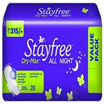 STAYFREE DRY-MAX PLUS ALL NIG.XL28PADS.
